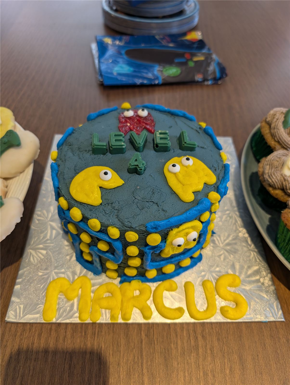 Pac-Man themed birthday cake